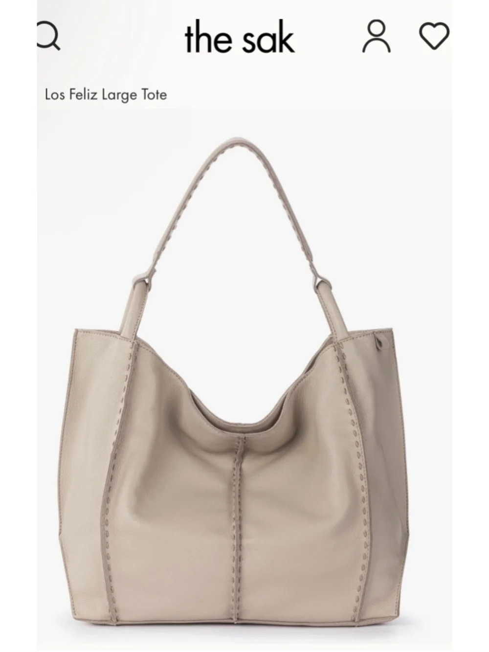 The Sak Los Feliz Large Pebbled Leather Tote Bag, Beige (Sand) NWT!